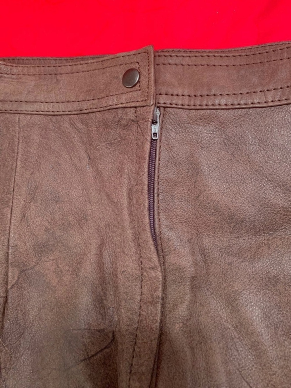 $250-Suede leather-Brown Pencil Skirt - Picture 4 of 12